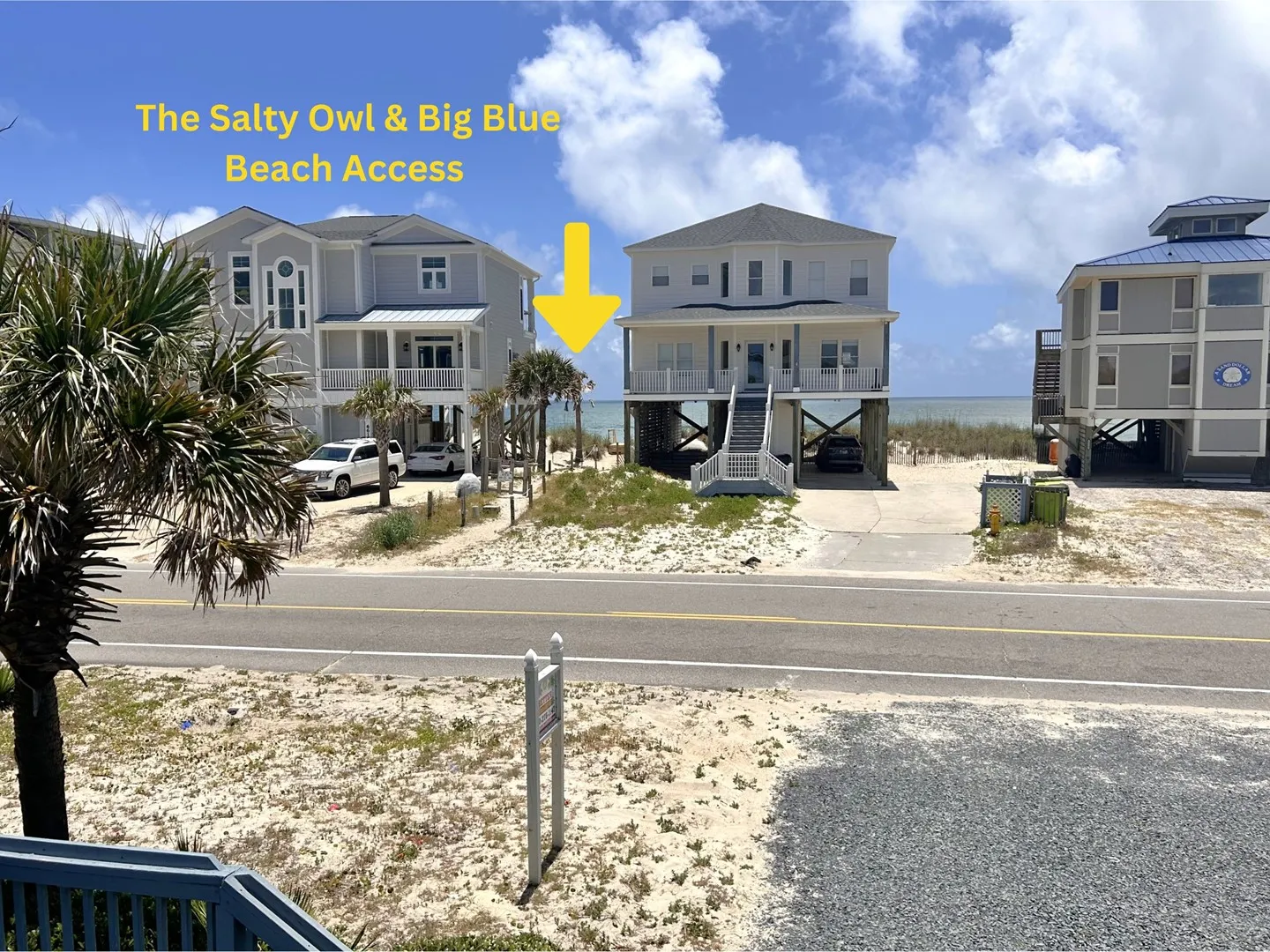 The beach walkway across the street