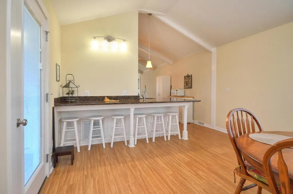 Bar seating at the kitchen counter